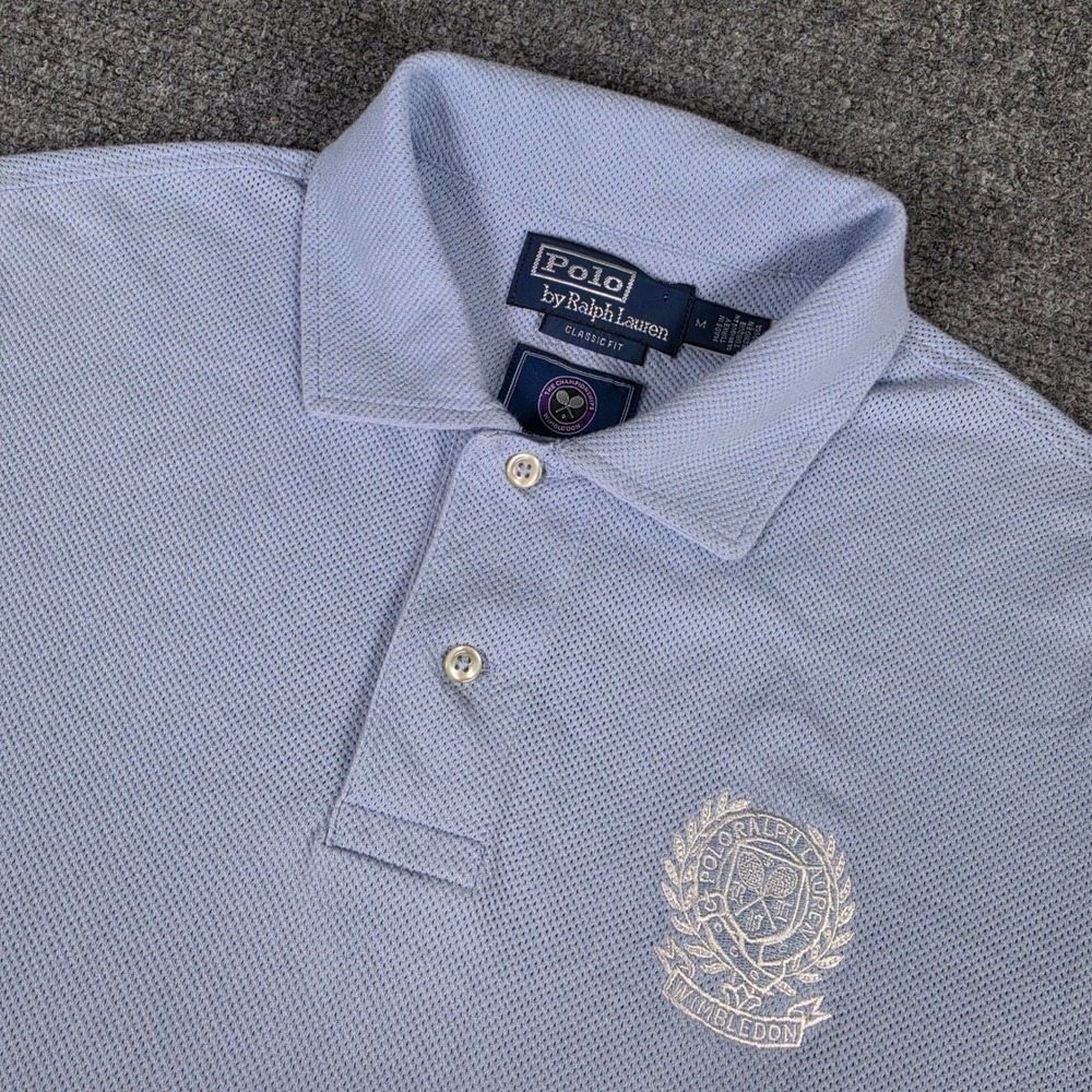 Polo Ralph Lauren Wimbledon Polo Shirt Men M Light Blue Tennis Crest Classic Fit